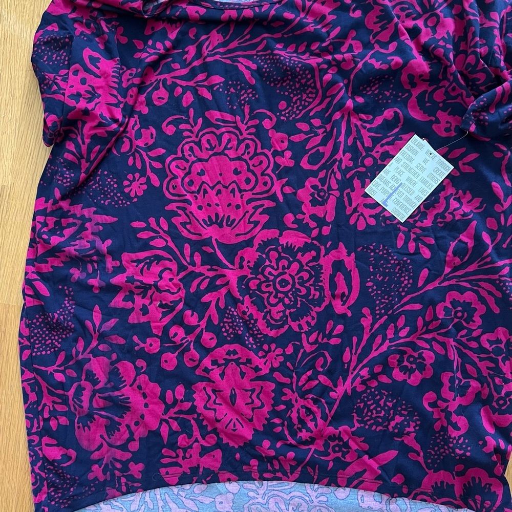 NWT LulaRoe Irma navy tunic with pink floral L
